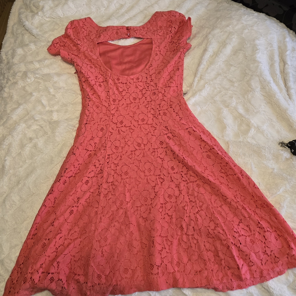 Elegant Peach Lace Dress